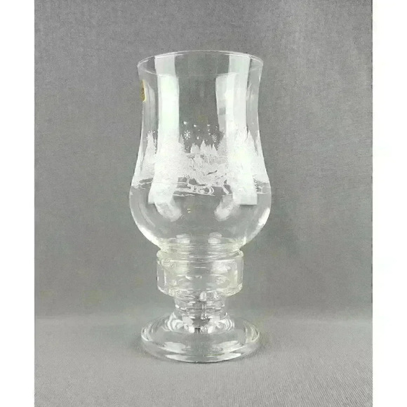 Luminarc Crystal Vintage Christmas Holiday Winter Scene Candle Hurricane Lamp - Picture 4 of 7